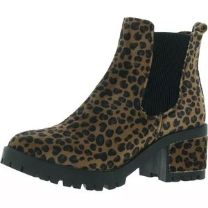 Seven7 Woman’s  Berlin Faux Suede Leopard Print Ankle Boots Shoes